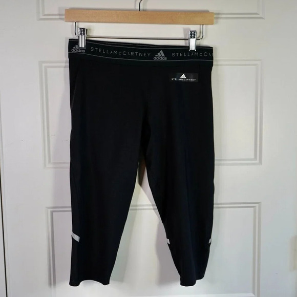 Adidas Stella‎ Mccartney Black Crop Leggings Size Small - Picture 1 of 7